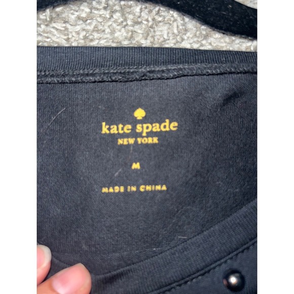 Minimalist Black Ruffled Top with Jeweled Collar  Kate Spade, Sz m - Picture 5 of 6